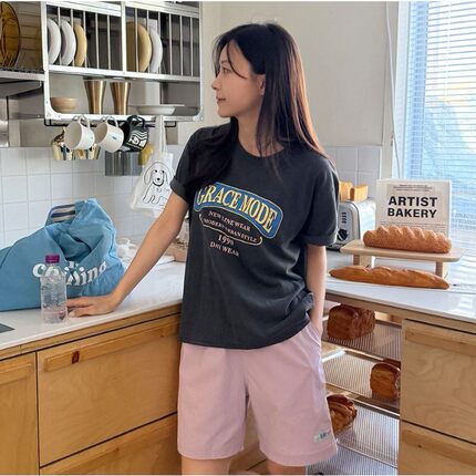 My girl夏季新款韩国代购流行时尚舒适百搭简单显瘦字母短袖T恤