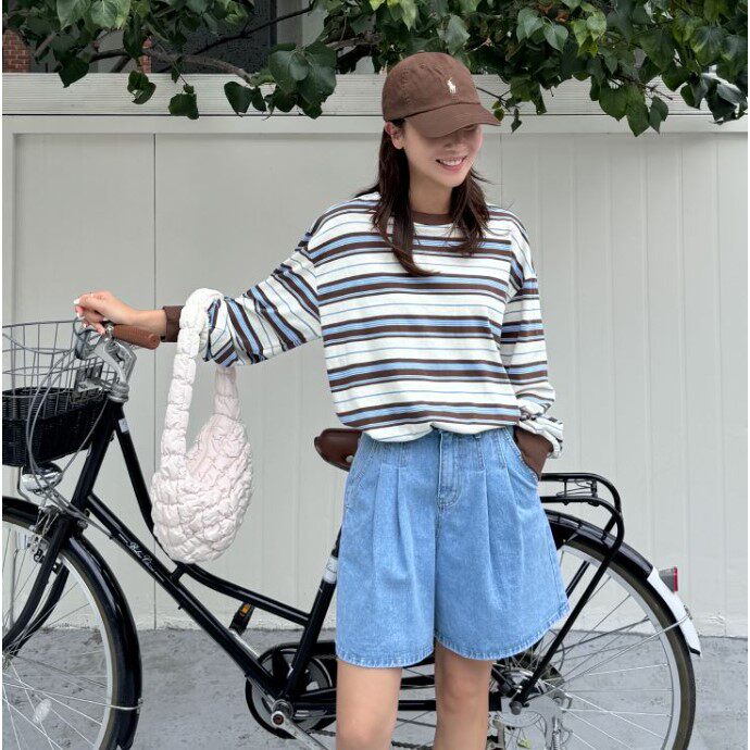 My girl春季新款韩国代购简约风流行条纹百搭时尚舒适显瘦长袖T恤