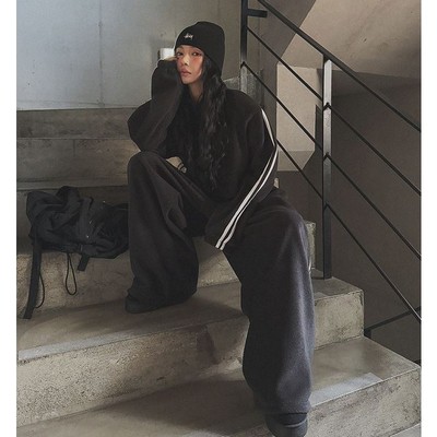 My girl冬季新款韩国代购lagirl时尚百搭简单舒适卫衣长裤套装