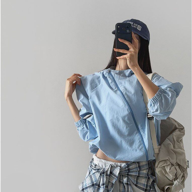 My girl春季新款韩国代购简约流行时尚百搭舒适拉链连帽短外套