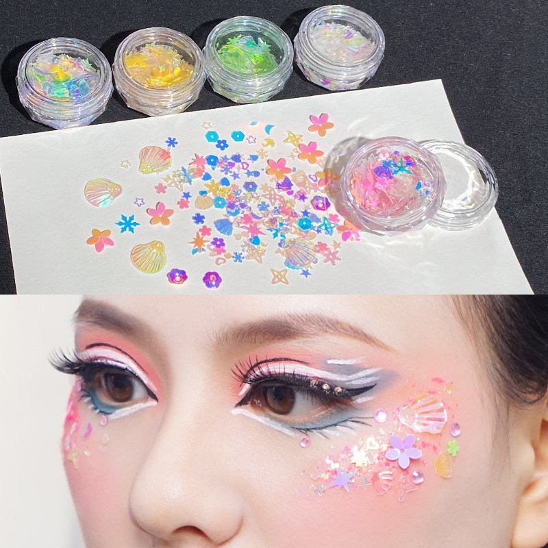 妆面饰品亮片贴脸舞台妆化妆脸贴花瓣装饰眼妆亮晶晶闪片美甲贴花