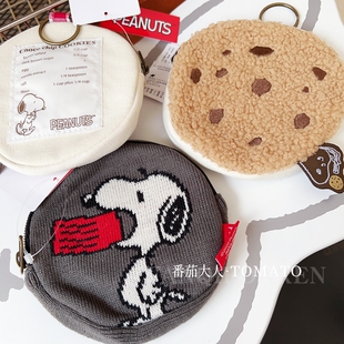 现货日本史努比新款 卡通可爱零钱包 杂货收纳包圆饼小包