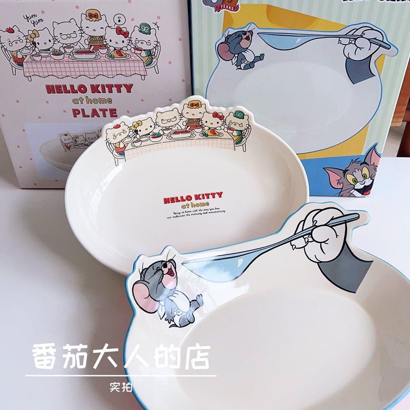 现货！日本带回正版三丽鸥Kitty 猫和老鼠周边新款陶瓷大碗盘