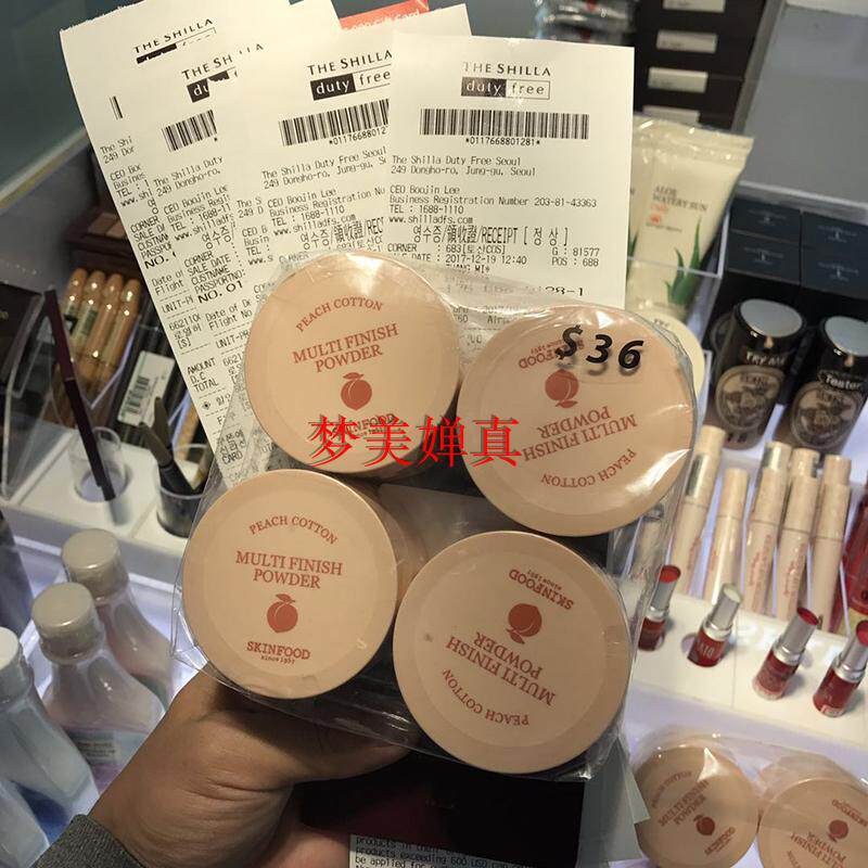 韩国专柜正品Skinfood水蜜桃散粉15g透感零油光蜜粉控油粉饼BB霜