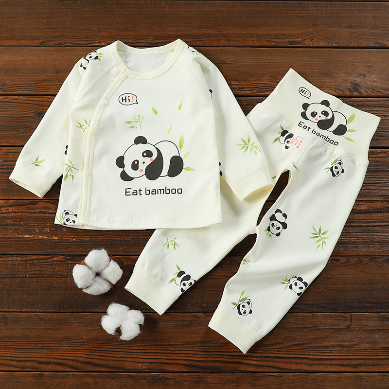 承承鹿宝宝套装春秋纯棉婴儿长袖上衣高腰护肚开裆裤无骨打底秋冬