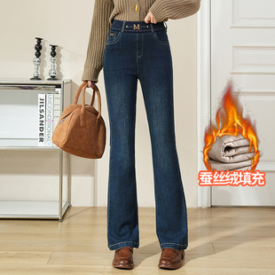 宾利酷堡女裤女蚕丝棉裤女冬季新款小个子裤子高腰显瘦微喇裤休闲