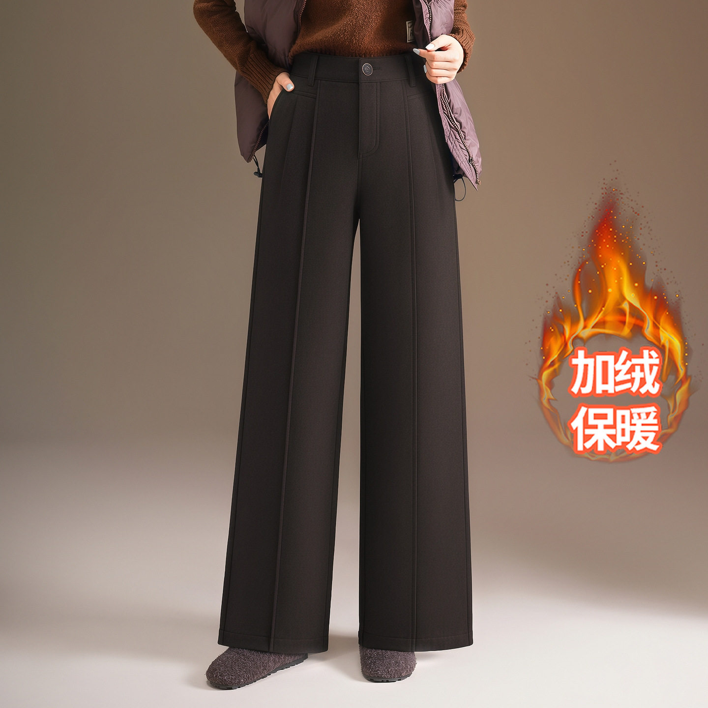 宾利酷堡女裤女毛呢弯刀裤2026年