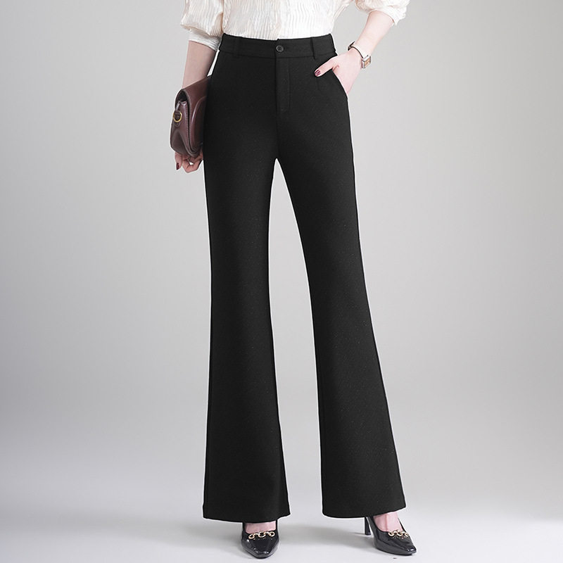 宾利酷堡女裤女黑色垂坠感西装微喇裤女2026春季新款高腰修身小个