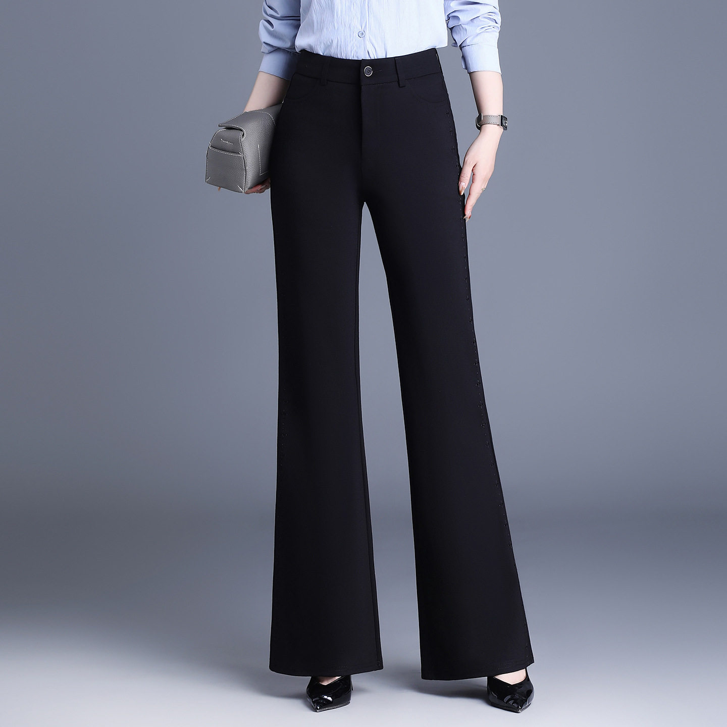 宾利酷堡女裤女微喇黑色西装裤女长裤2026年春季新款大码女裤垂感