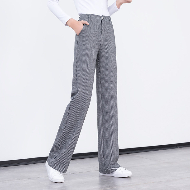 宾利酷堡女裤女2025春季新千鸟格直筒休闲裤女裤韩版长裤宽松阔腿