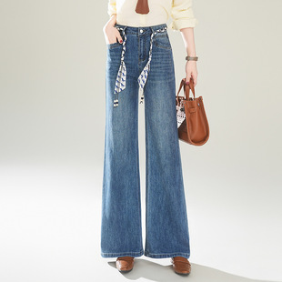 宾利酷堡女裤女2026春款复古牛仔美式高腰显瘦垂感微喇裤宽松复古