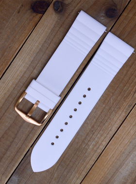 代用fossil手表表带化石白色硅胶橡胶表链男22mm玫瑰金扣手表配件