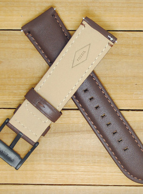 代化石手表表带FOSSIL黑色扣真皮牛皮表链男22mm玫瑰金扣手表配件