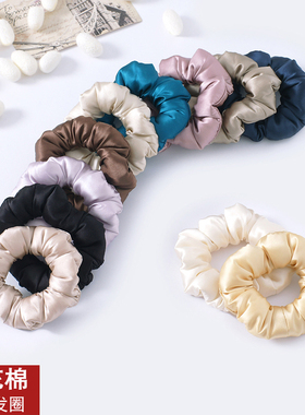 新品 19姆米100桑蚕丝发绳头花马尾丸子头填充加棉蓬松感真丝发圈