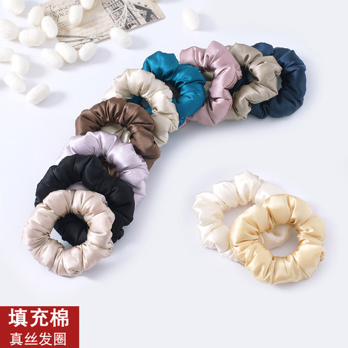 100桑蚕丝填充加棉蓬松真丝发圈