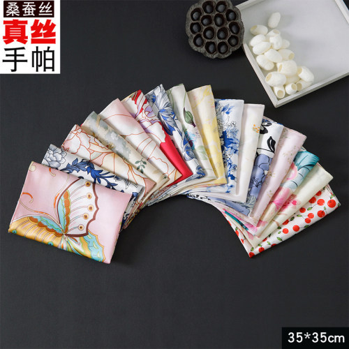 新品国外礼品100桑蚕丝男士手绢