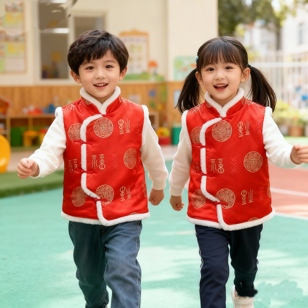 婴儿马甲秋冬季女男宝宝棉背心中国风婴幼儿唐装马夹男童汉服新年