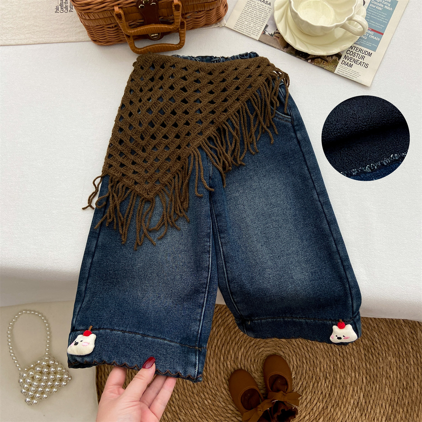 【赠送运费险】加绒牛仔直筒裤潮