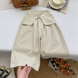 女童裤子春外穿宝宝韩系洋气春秋季新款时髦棉布裤屁帘阔腿裤长裤