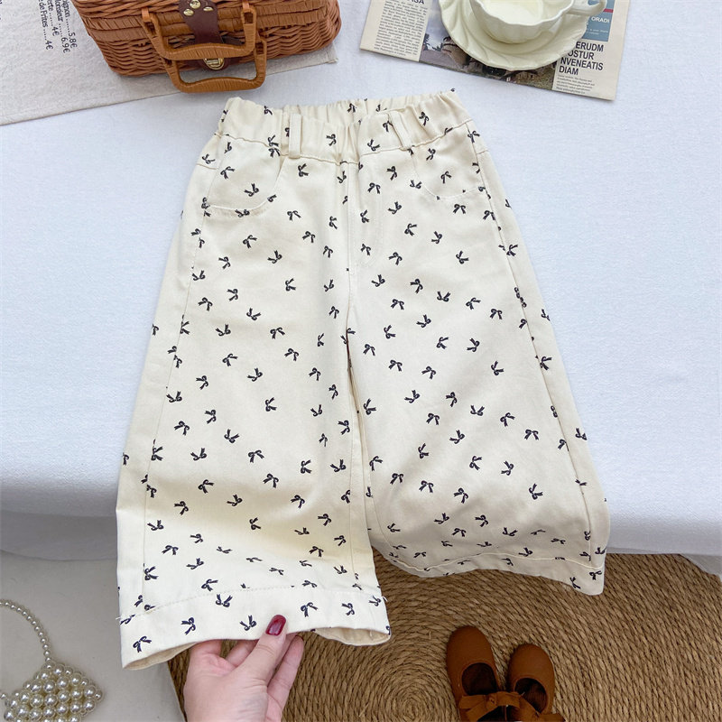 女童白色休闲裤小童春秋新款韩系洋气长裤宝宝时尚裤子百搭阔腿裤