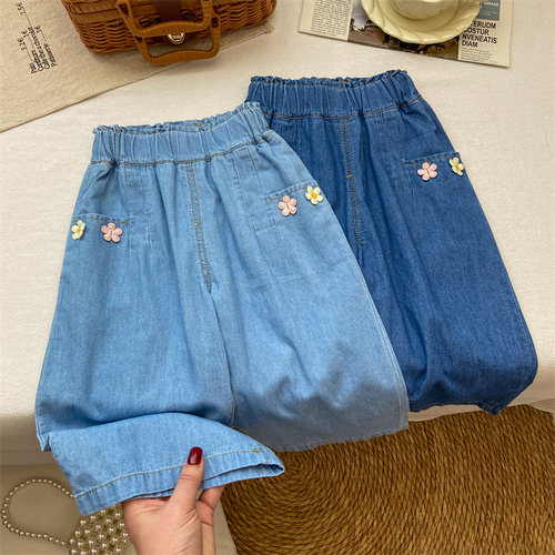 夏季薄款软牛仔裤九分女童时尚