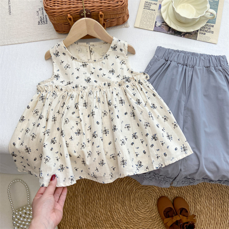 棉麻上衣+阔腿裤套装森系气质款