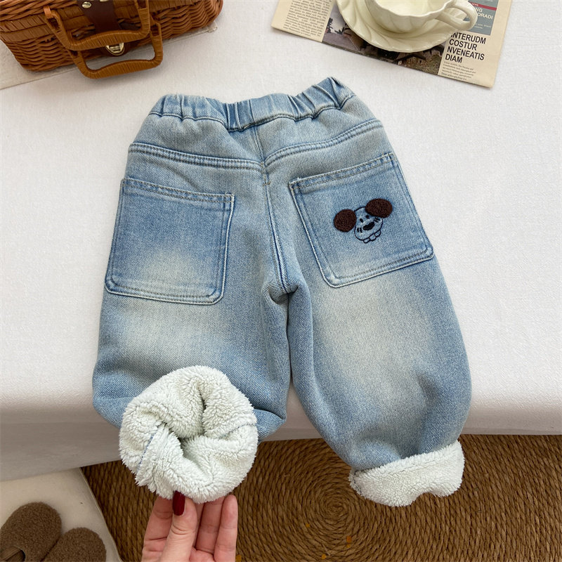女童牛仔裤冬季洋气时髦加厚羊羔绒裤子刺绣小狗保暖羊驼绒长裤潮,童装/婴儿装/亲子装,裤子,淘宝优惠券,粉丝福利购,淘宝优惠卷