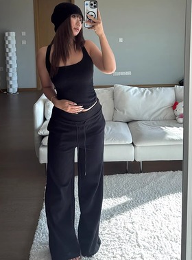 加绒显瘦高腰显pp大薄绒休闲运动裤直筒版型