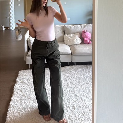 中低腰茧型镰刀型工装休闲裤