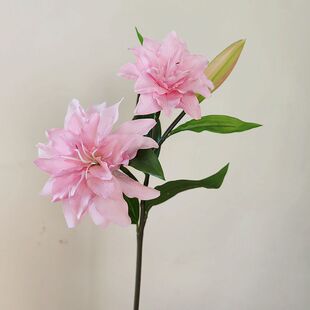 超保湿仿真花重瓣百合高品质手感保湿百合家居酒店花艺装饰新品