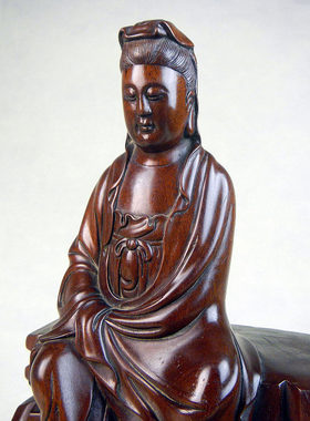 木檀世家桂圆木观世音龙眼木雕 古朴典雅包浆旧货观音雕刻摆件