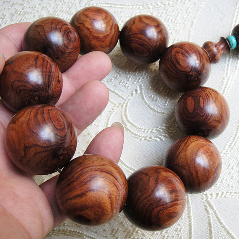 木檀世家海南黄花梨佛珠手链 30mm蜘蛛纹鬼脸海黄手串a60号
