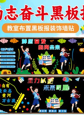 励志奋斗追逐梦想主题黑板报墙贴