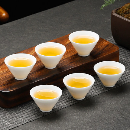 陶瓷功夫茶具德化白瓷小茶杯鸡缸杯斗笠杯品茗杯瓷器反口杯6个装