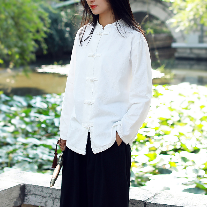 高档L春夏棉麻太极服女上衣 中式中国风太极拳练功服晨练服外套