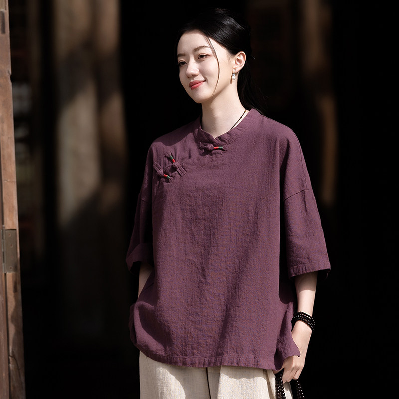晨风女夏手工盘扣太极服图片
