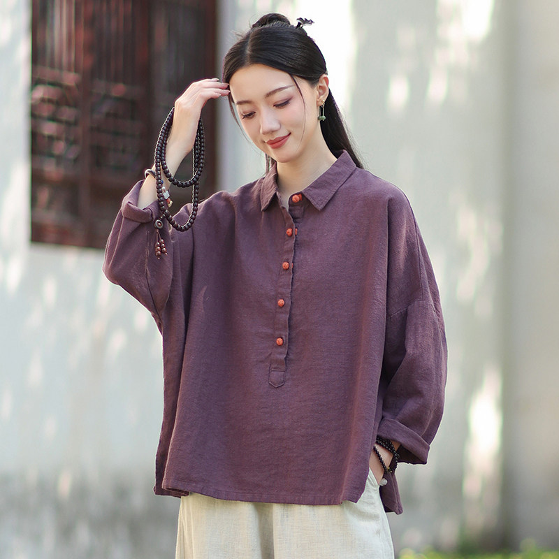 宽松大码太极服女棉麻上衣图片