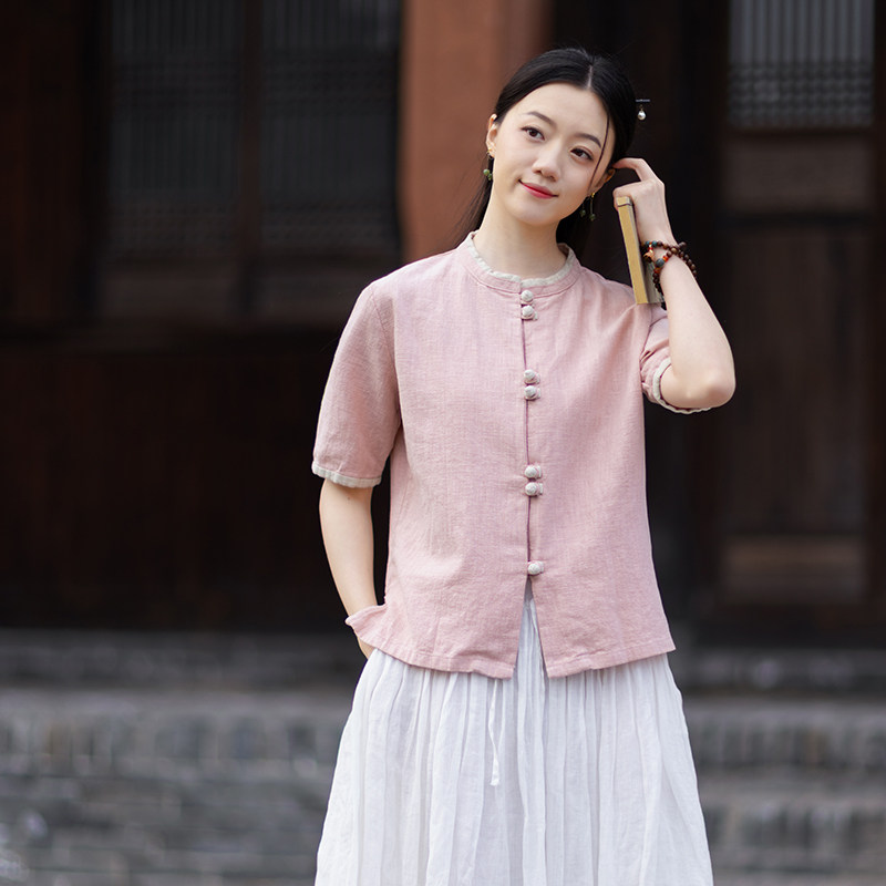时尚盘扣太极服女上衣衬衫图片