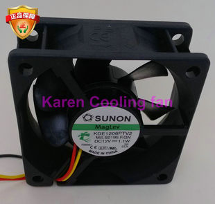 SUNON/建准 KDE1206PTV2三线6CM散热风扇6025 12V 1.2W