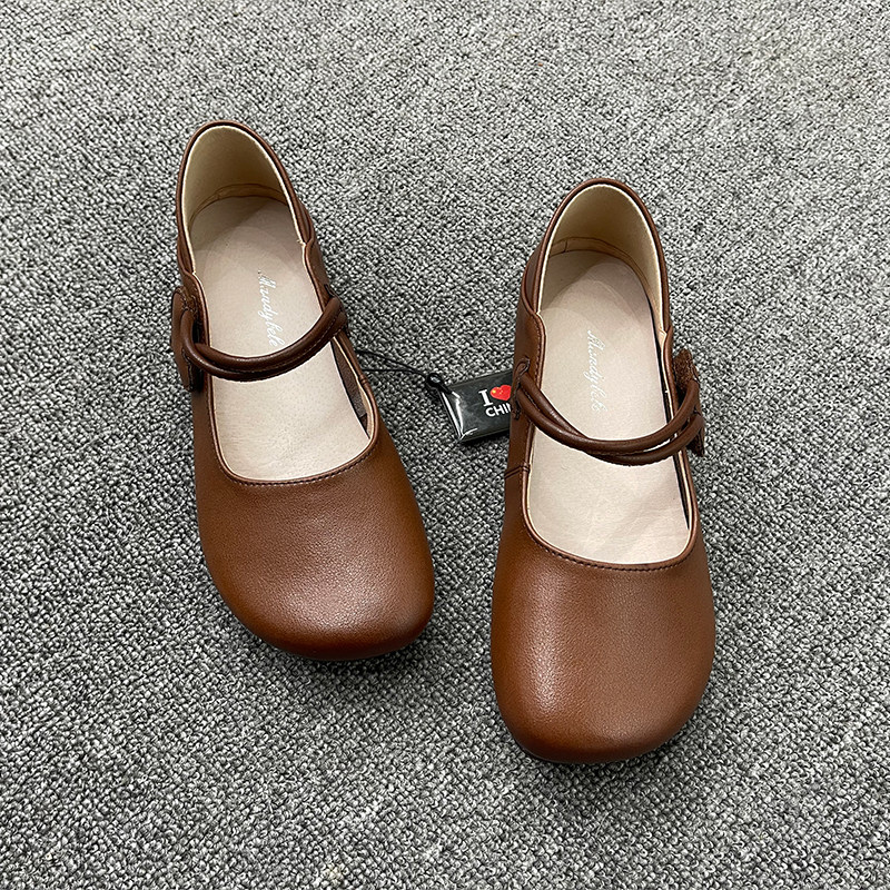 真皮浅口休闲小皮鞋女2025秋季新款平底女鞋中年妈妈鞋软底豆豆鞋,女鞋,浅口单鞋,淘宝优惠券,粉丝福利购,淘宝优惠卷