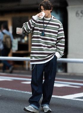 CITYDIVE Stripes Sweater 复古经典条纹小领口卫衣休闲宽松长袖