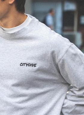 CITYDIVE 城市潜水 纯棉双股OE防静电长袖T恤灰色卫衣小领口