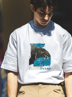 印花短袖 CITYDIVE 重磅廓形沼泽鼠白墨数码 Swamp T恤 Flower