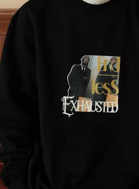 CITYDIVE Printing Sweater 重磅硬挺质感美式复古印花圆领卫衣男