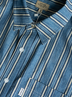 Shirt CITYDIVE Pocket Stripes 复古蓝白条纹水洗质感平纹衬衫