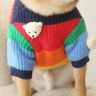狗狗衣服秋冬款小熊彩虹潮牌宠物过年猫咪柴犬法斗柯基加厚毛衣