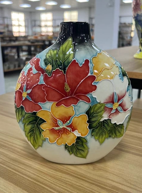 出口陶瓷珐琅彩工艺瓷器国色天香装饰送礼手绘家居饰品