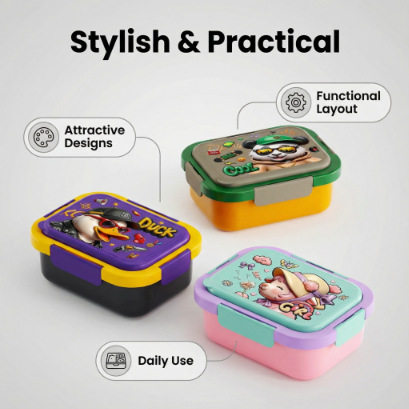 儿童塑卡扣料饭盒可进微波炉手提便当盒保鲜盒食品级学生餐盒,餐饮具,保鲜盒,淘宝优惠券,粉丝福利购,淘宝优惠卷