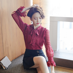 韩衣朵朵2024春秋新款轻奢雪纺衬衫女显瘦长袖打底衫优雅淑女衬衣