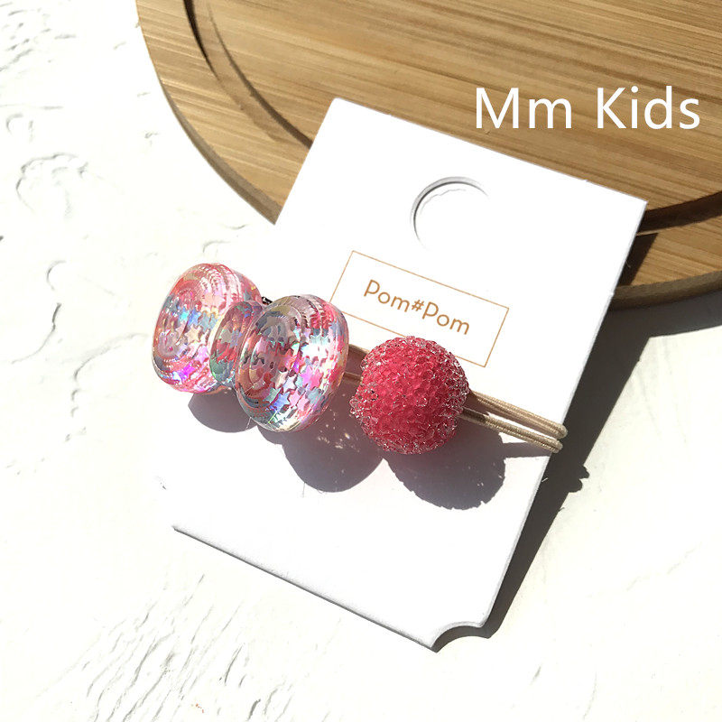 清现货 韩国进口pom儿童糖果花朵发圈可爱樱桃葡萄发绳皮筋